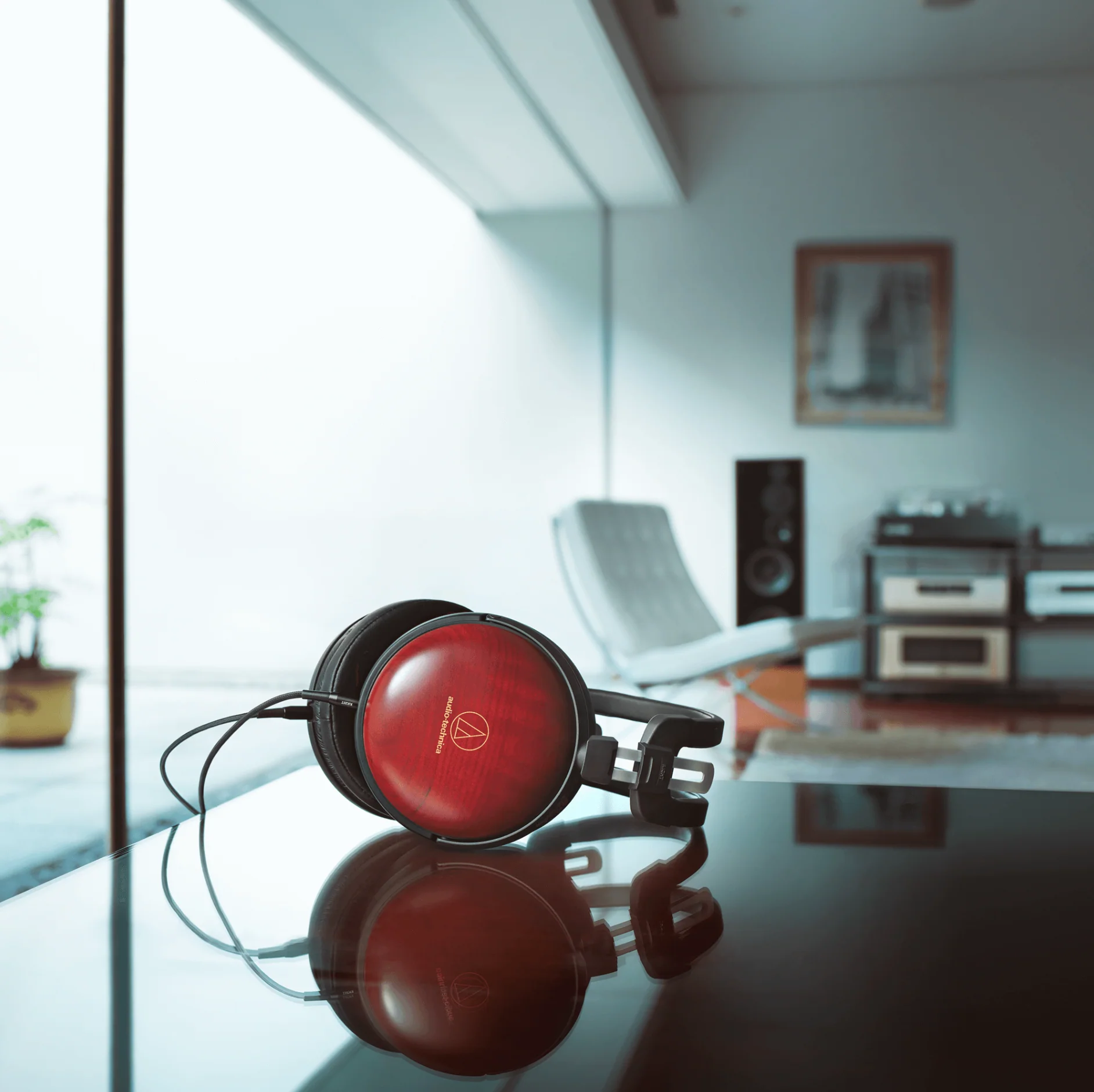 Audio-Technica ATH-AWAS Audiophile Closed Back Dynamic Wooden Headphones (Red) - Image 4