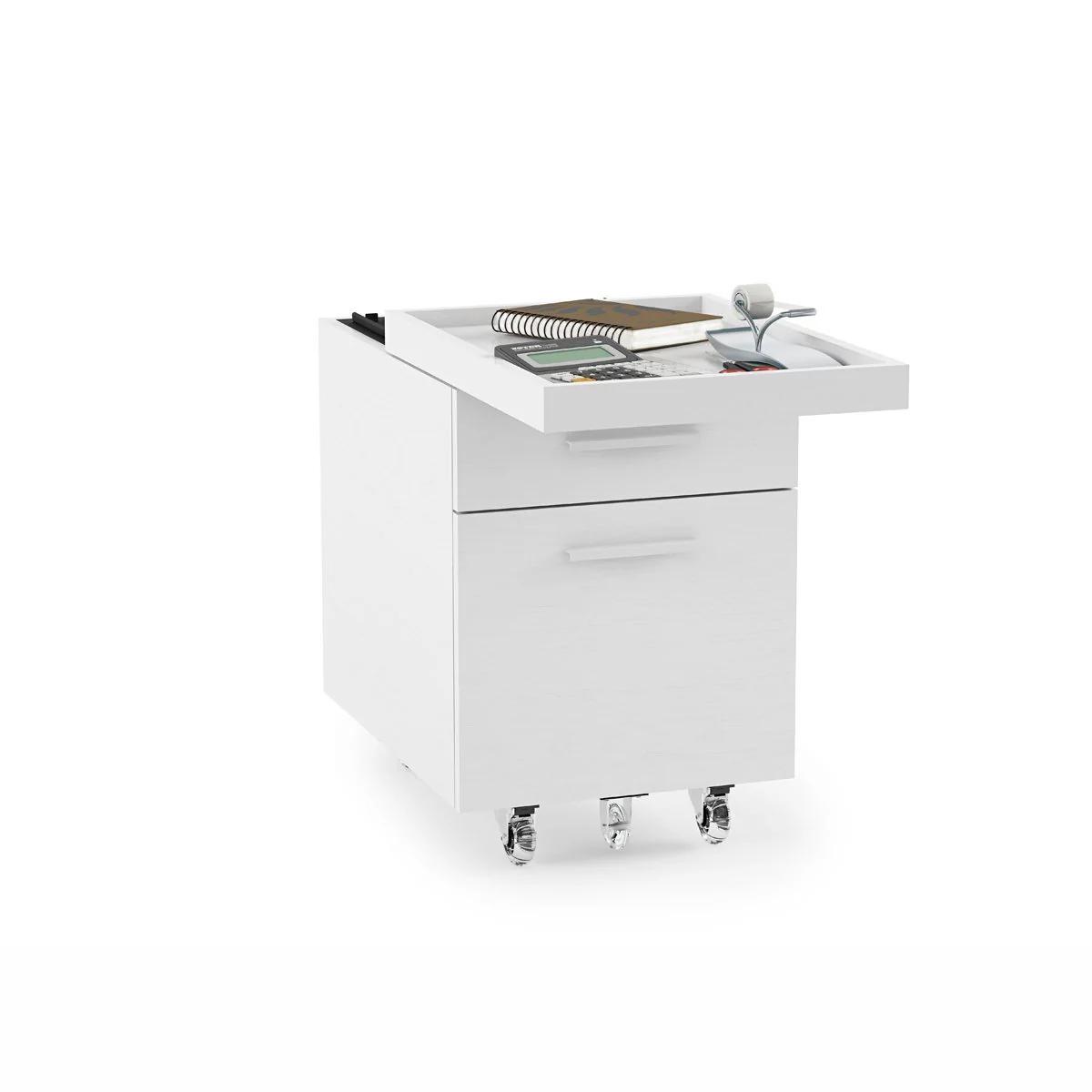 BDI Centro 6407 Mobile Storage & File Pedestal (White) - Image 3