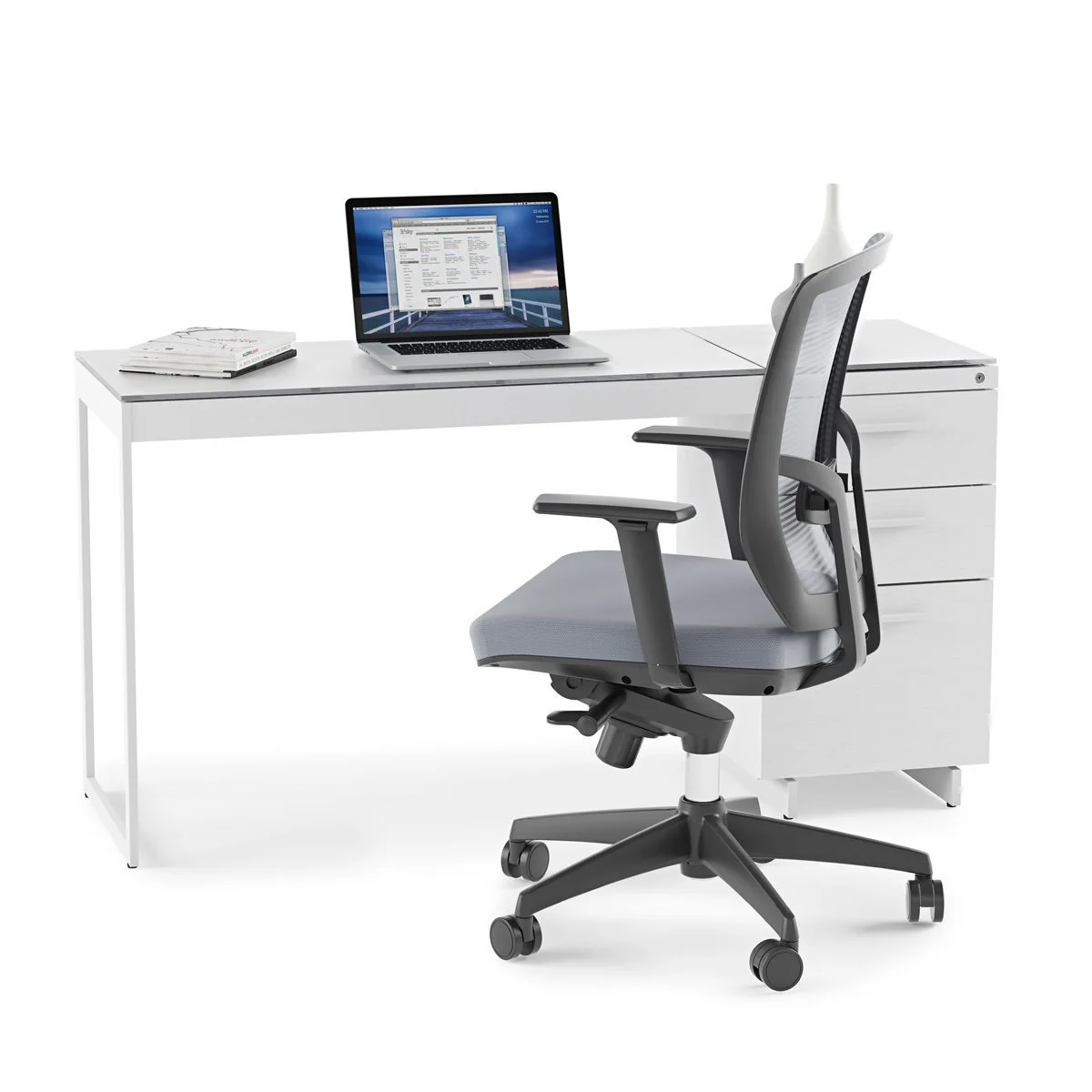 BDI Centro 6414 3-Drawer File Cabinet (White) - Image 3