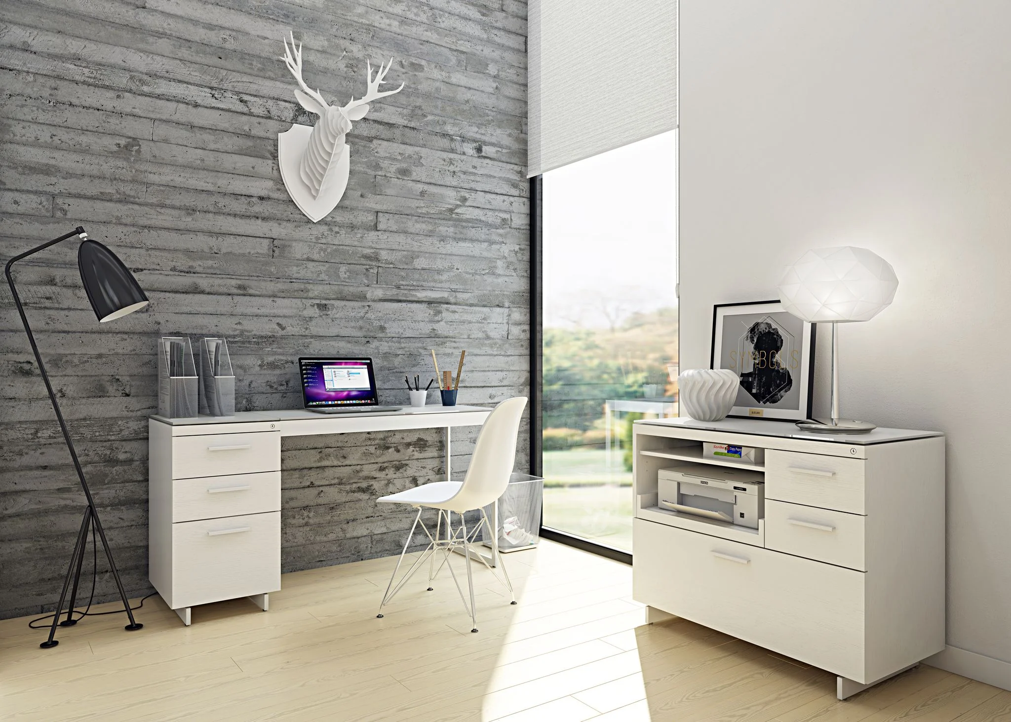 BDI Centro 6414 3-Drawer File Cabinet (White) - Image 4