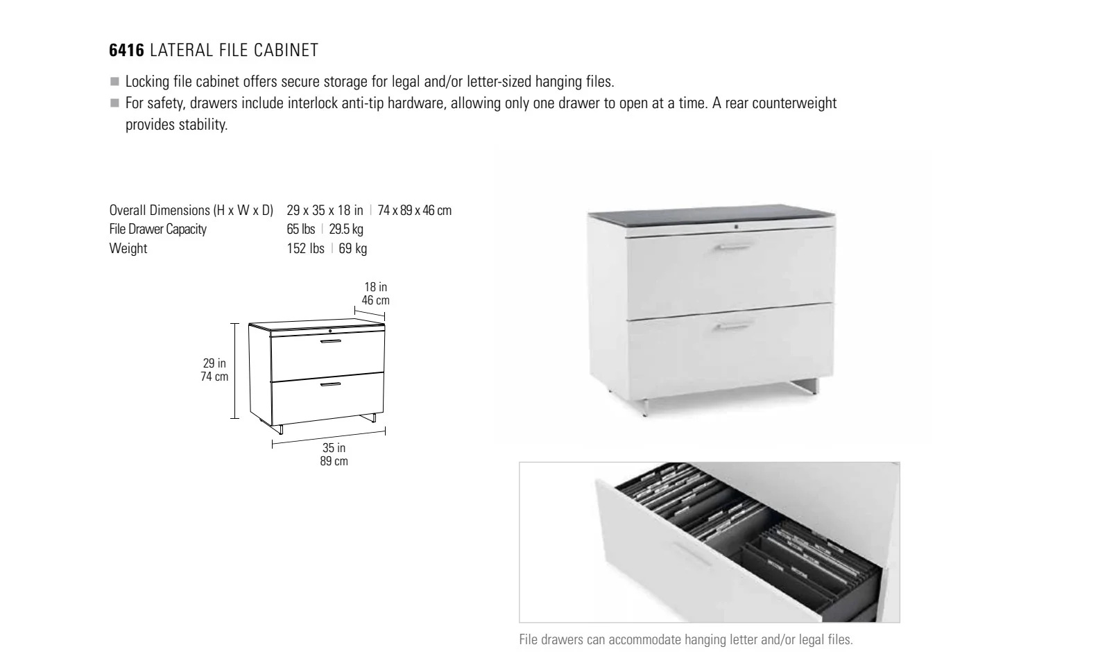 BDI Centro 6416 Lateral File Cabinet (White) - Image 6