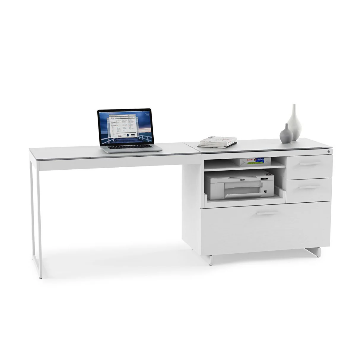 BDI Centro 6417 Multifunction Office Cabinet (White) - Image 3