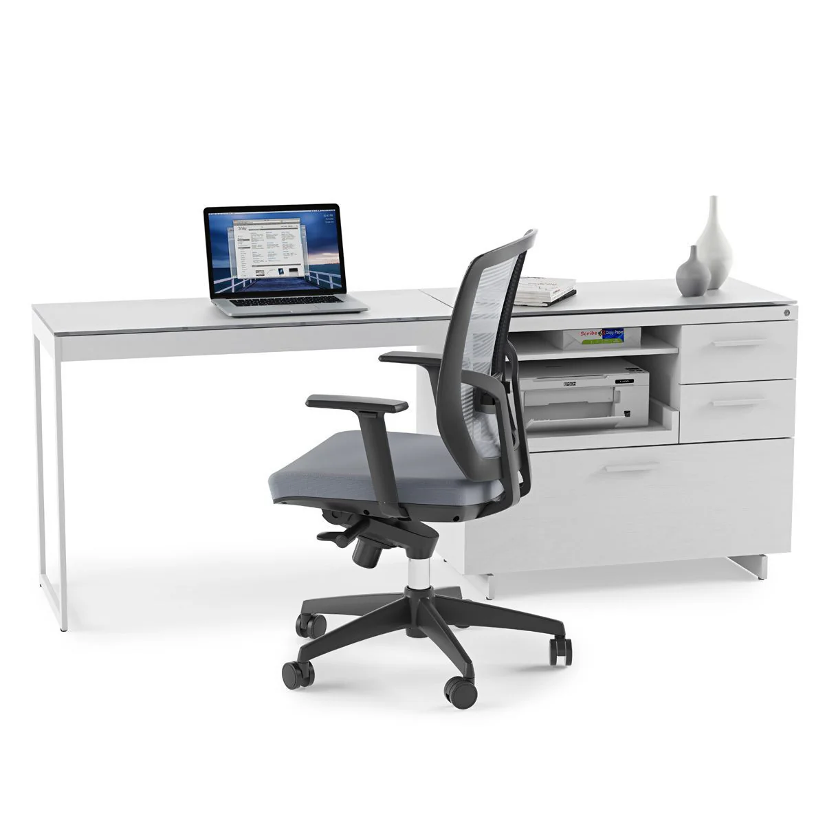 BDI Centro 6417 Multifunction Office Cabinet (White) - Image 4