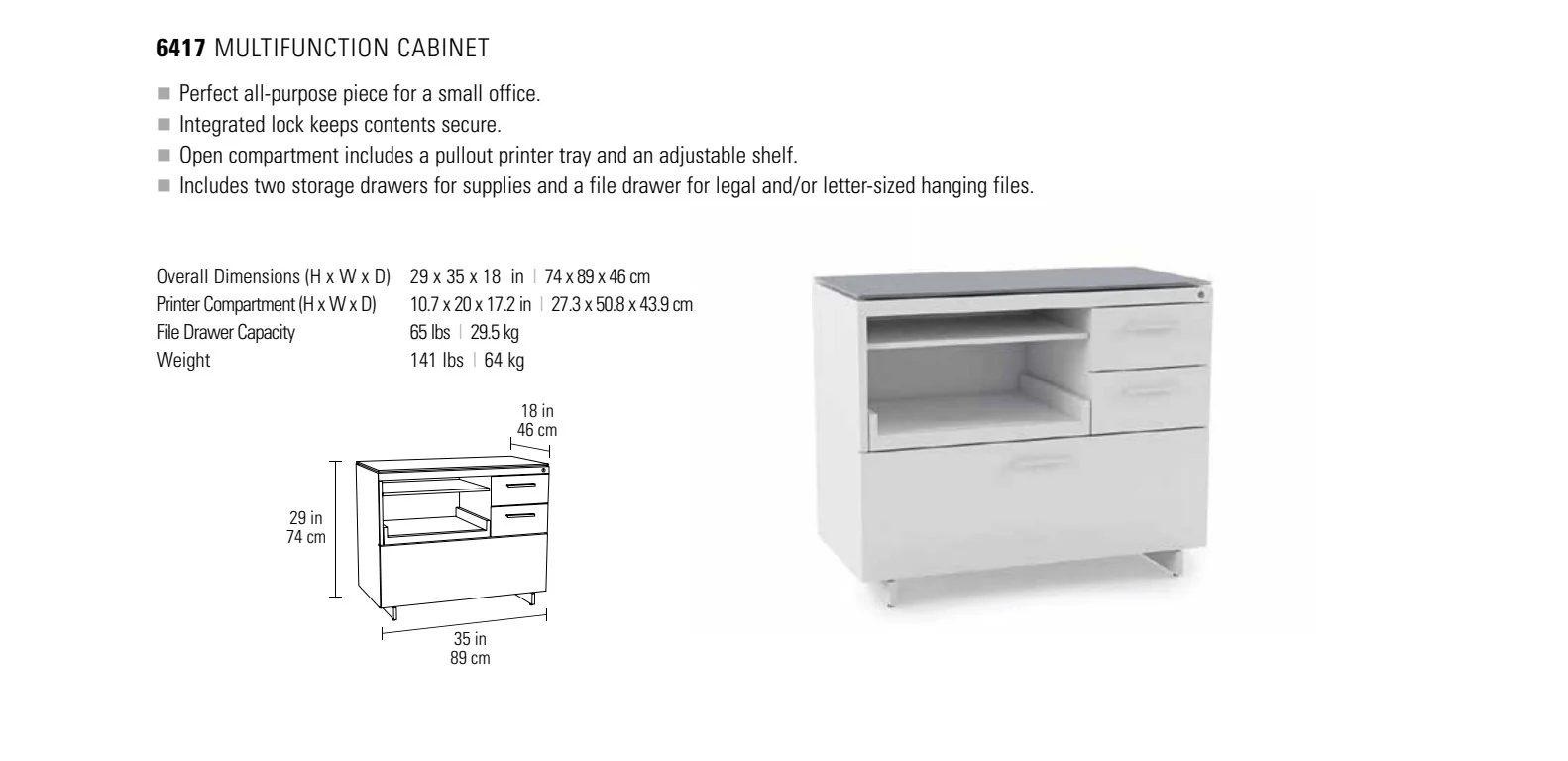 BDI Centro 6417 Multifunction Office Cabinet (White) - Image 8