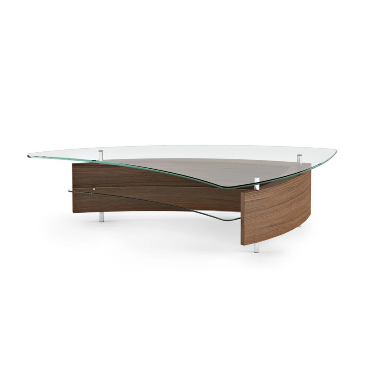 BDI Fin 1106 Modern Glass Coffee Table (Natural Walnut)