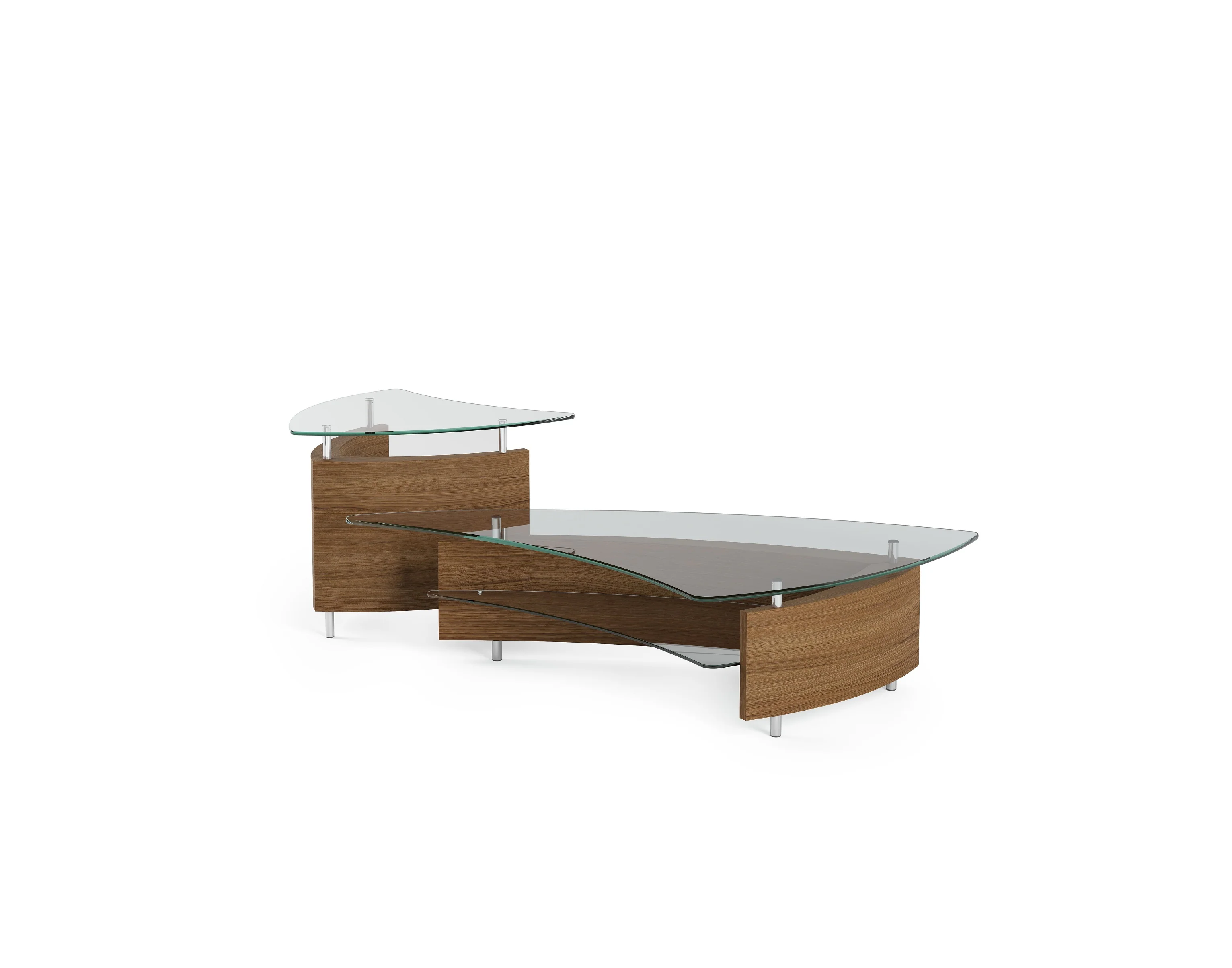 BDI Fin 1106 Modern Glass Coffee Table (Natural Walnut) - Image 5