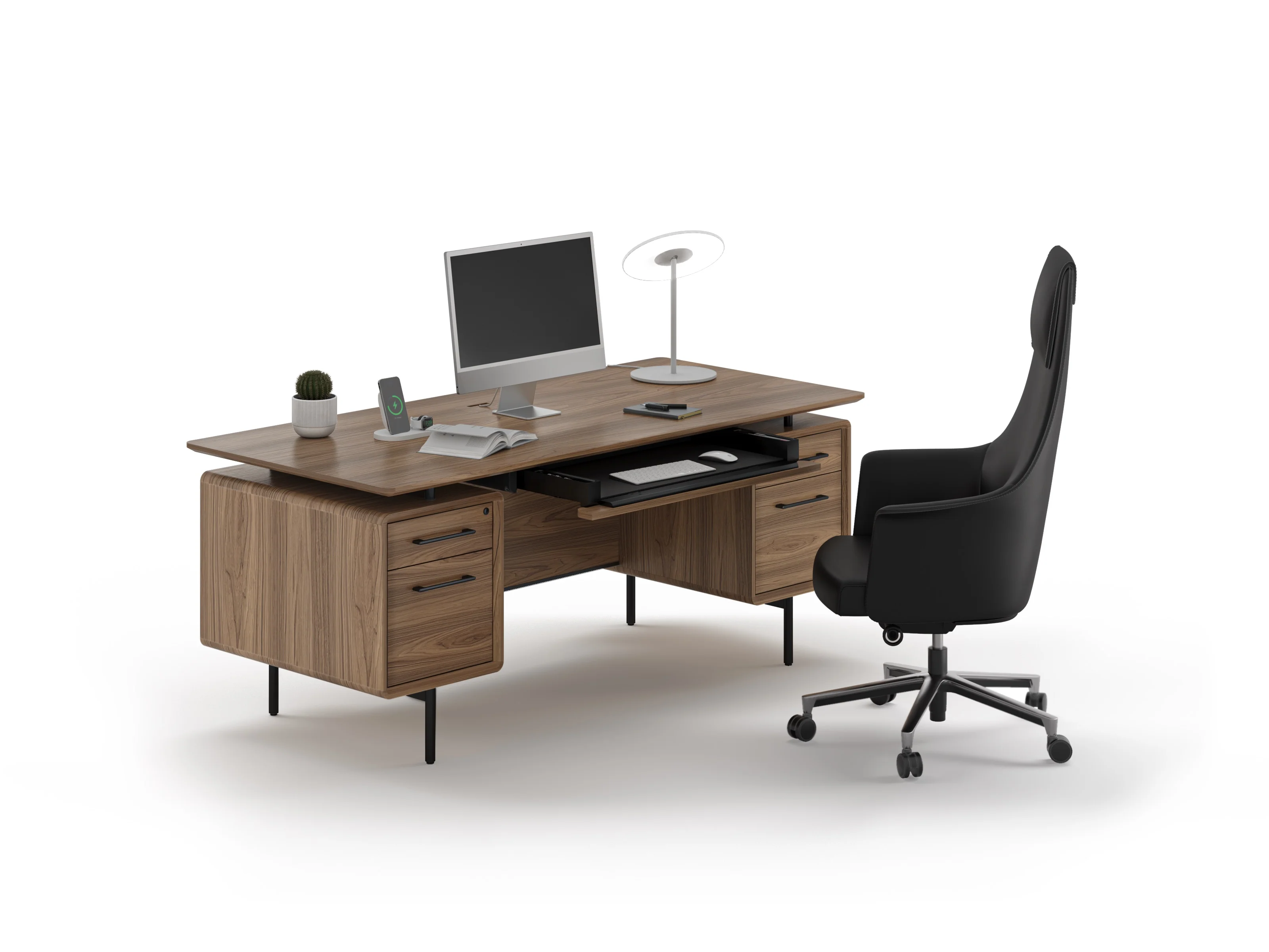 BDI LINQ Office 6821 Home Office Executive Desk (Natural Walnut) - Image 6
