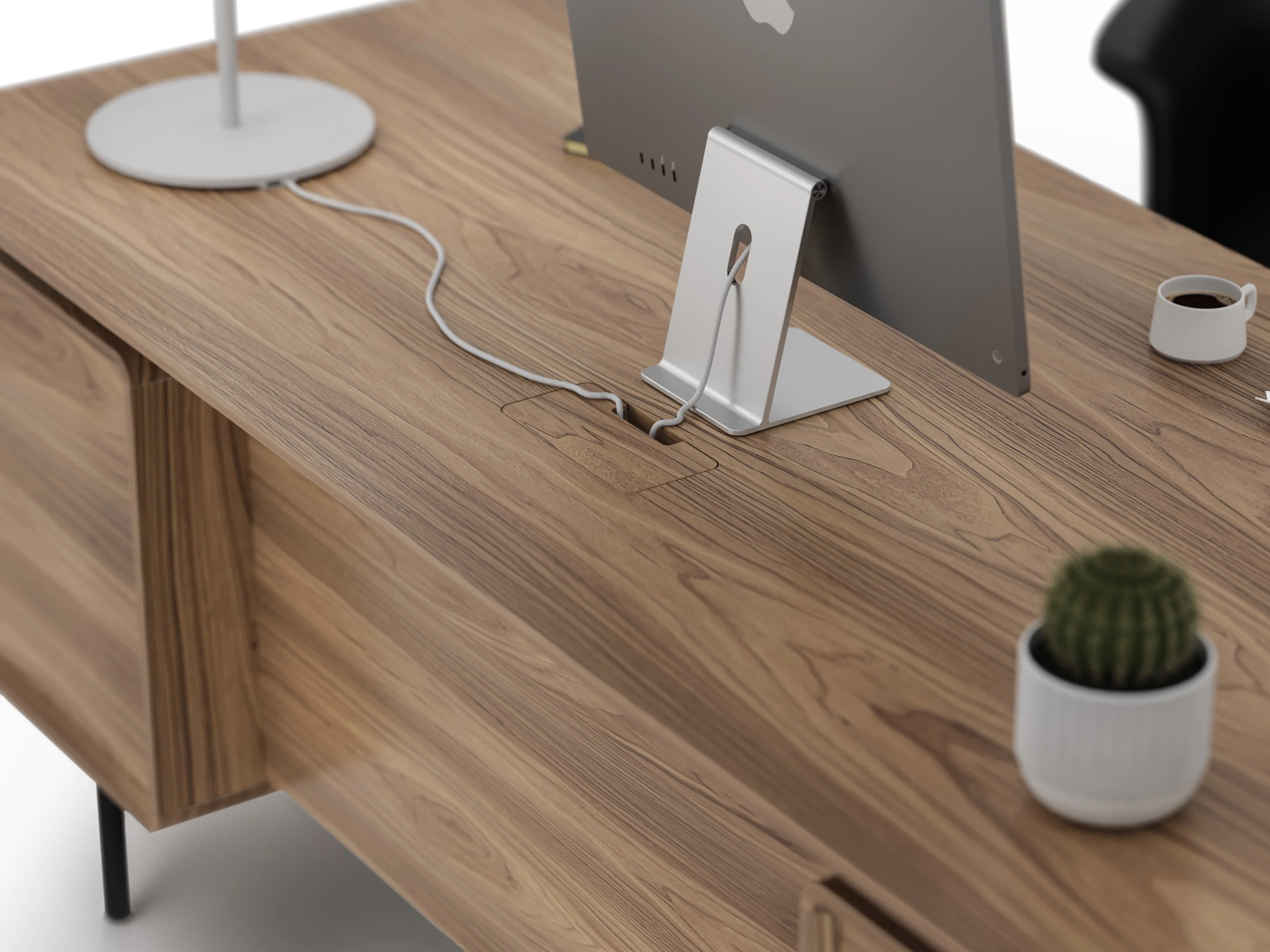 BDI LINQ Office 6821 Home Office Executive Desk (Natural Walnut) - Image 9