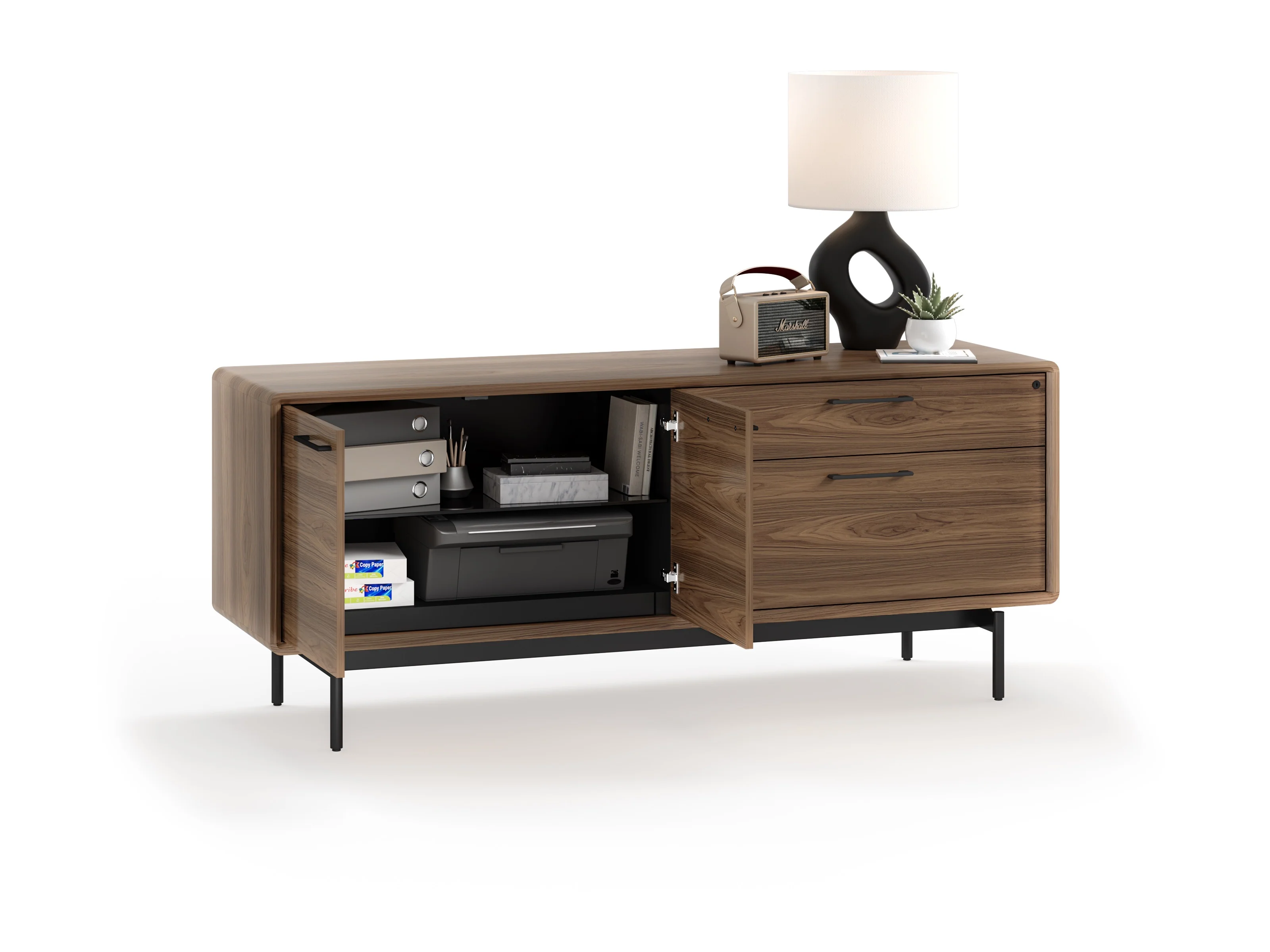 BDI LINQ Office 6829 Storage Credenza (Natural Walnut) - Image 8