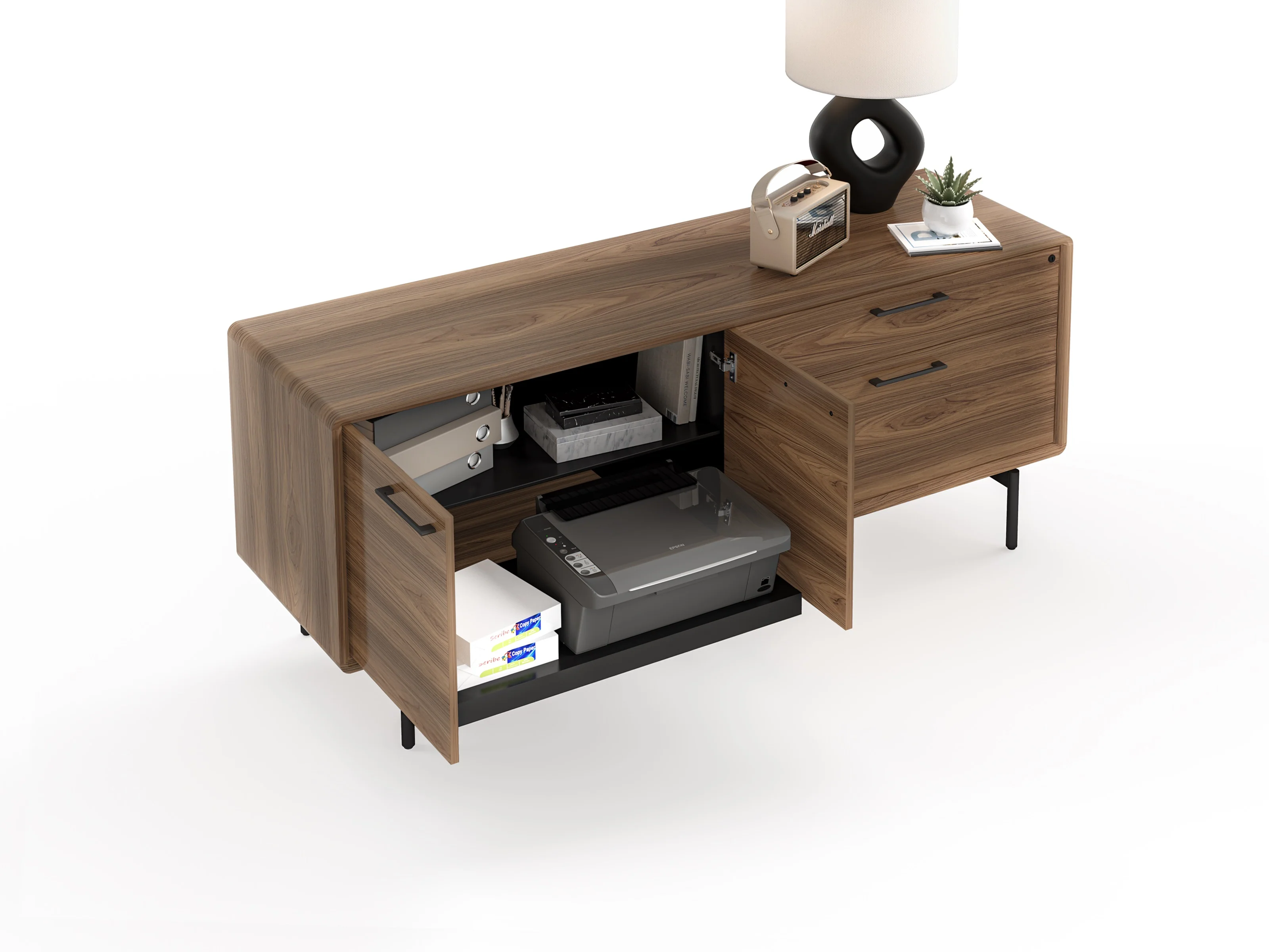 BDI LINQ Office 6829 Storage Credenza (Natural Walnut) - Image 9