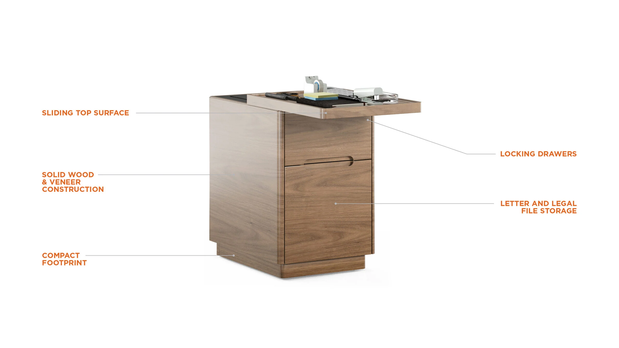 BDI Luma Office 6727 File Pedestal (Natural Walnut) - Image 8