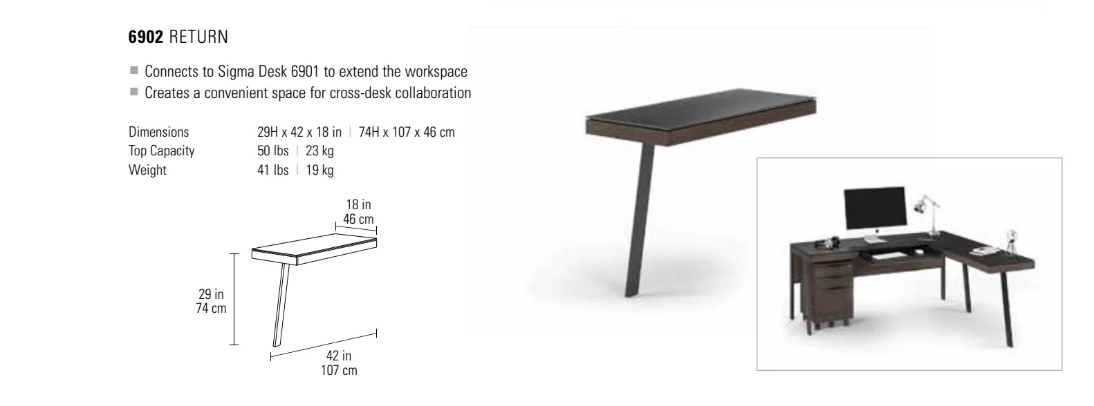 BDI Sigma 6902 Modern Office Desk Return - Image 5