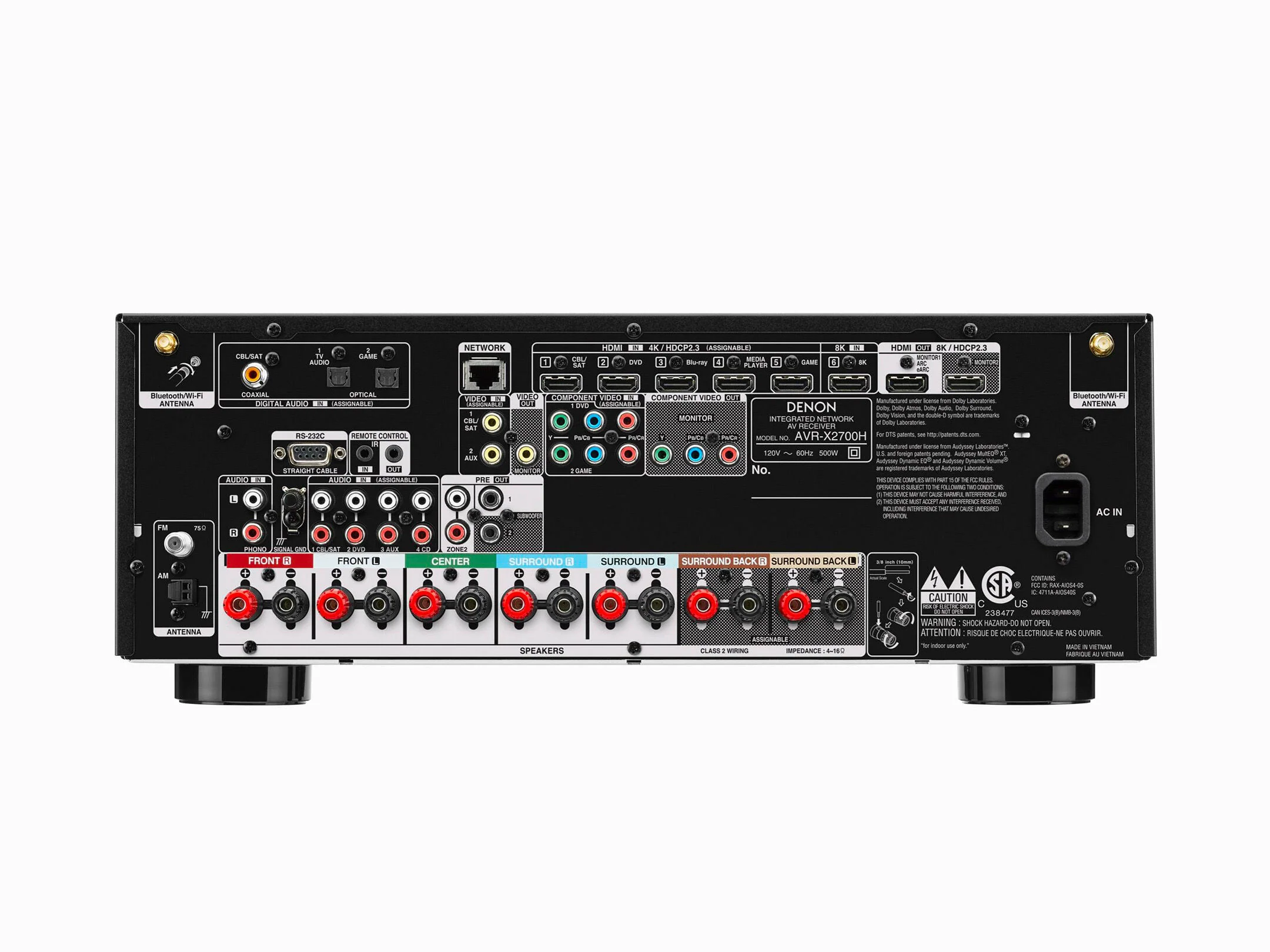 Denon AVR-X2700H 7.2 Channel (95 Watt x 7) 8K Ultra HD AV Receiver with 3D Audio HEOS Built in - Image 3