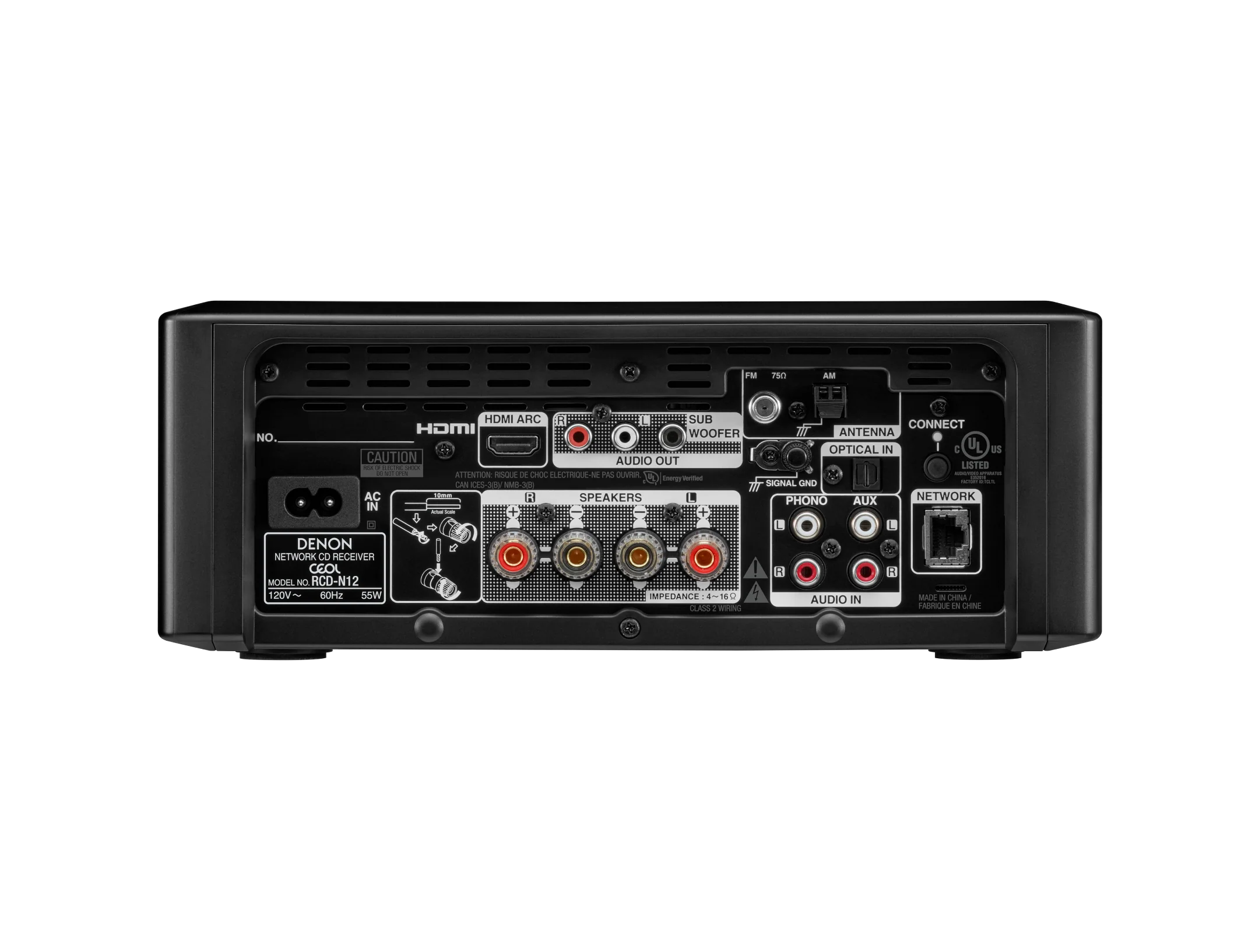 Denon RCD-N12 Bluetooth CD Player with Integrated AM/FM Radio Tuner & Wi-Fi (Black) - Image 4