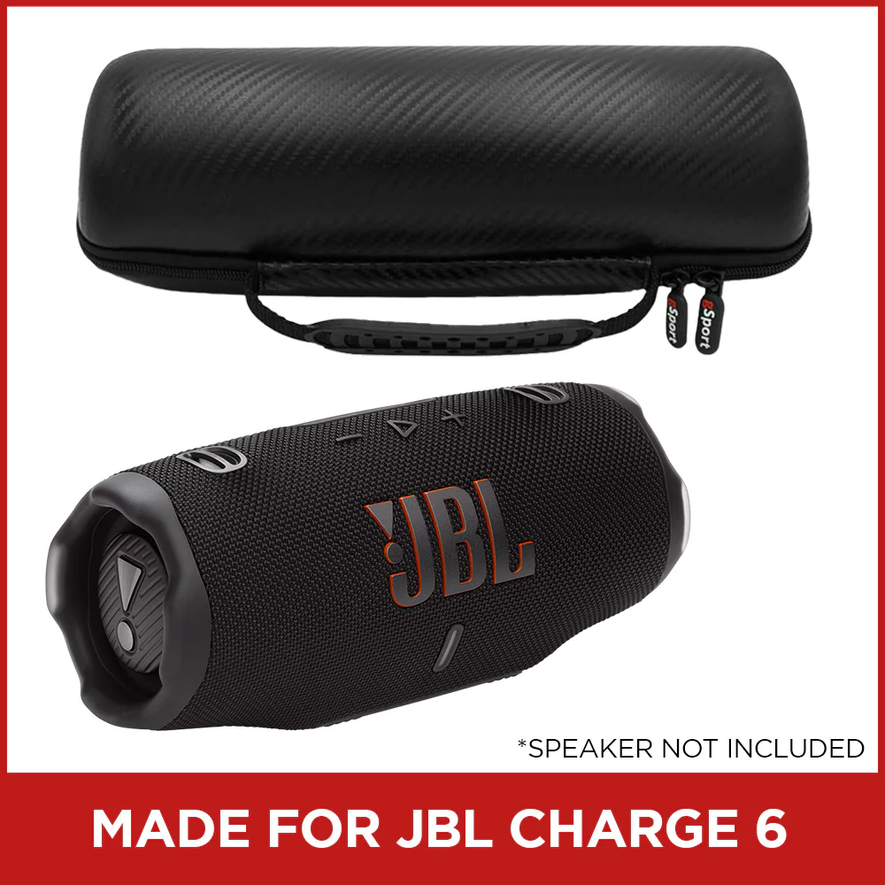 gSport Deluxe Carbon Fiber Hardshell Protective Travel Case for JBL CHARGE 6 Portable Bluetooth Speaker (Black) - Image 2
