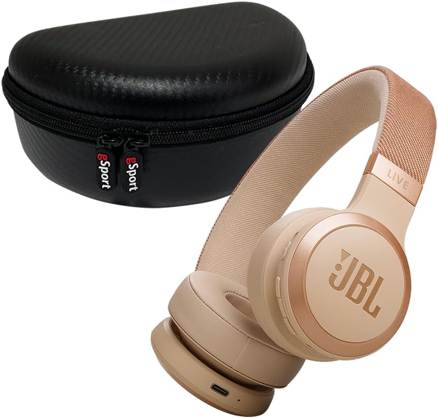 JBL Live 670NC Wireless On Ear Headphones Bundle with gSport Carbon Fiber Case (Sandstone)