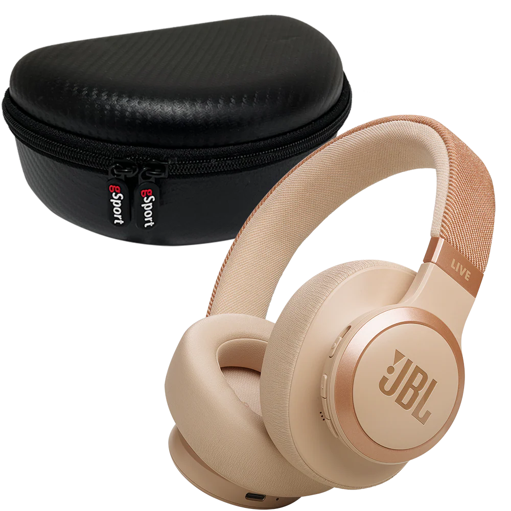 JBL Live 770NC Wireless Over Ear Noise Cancelling Headphone Bundle with gSport EVA Case (Sandstone)