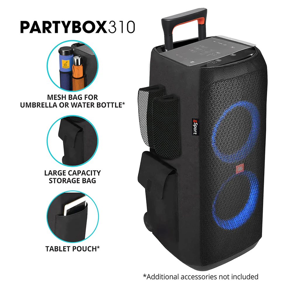 JBL PARTYBOX 310 Portable Party Speaker Bundle with gSport Cargo Sleeve (Black) - Image 2