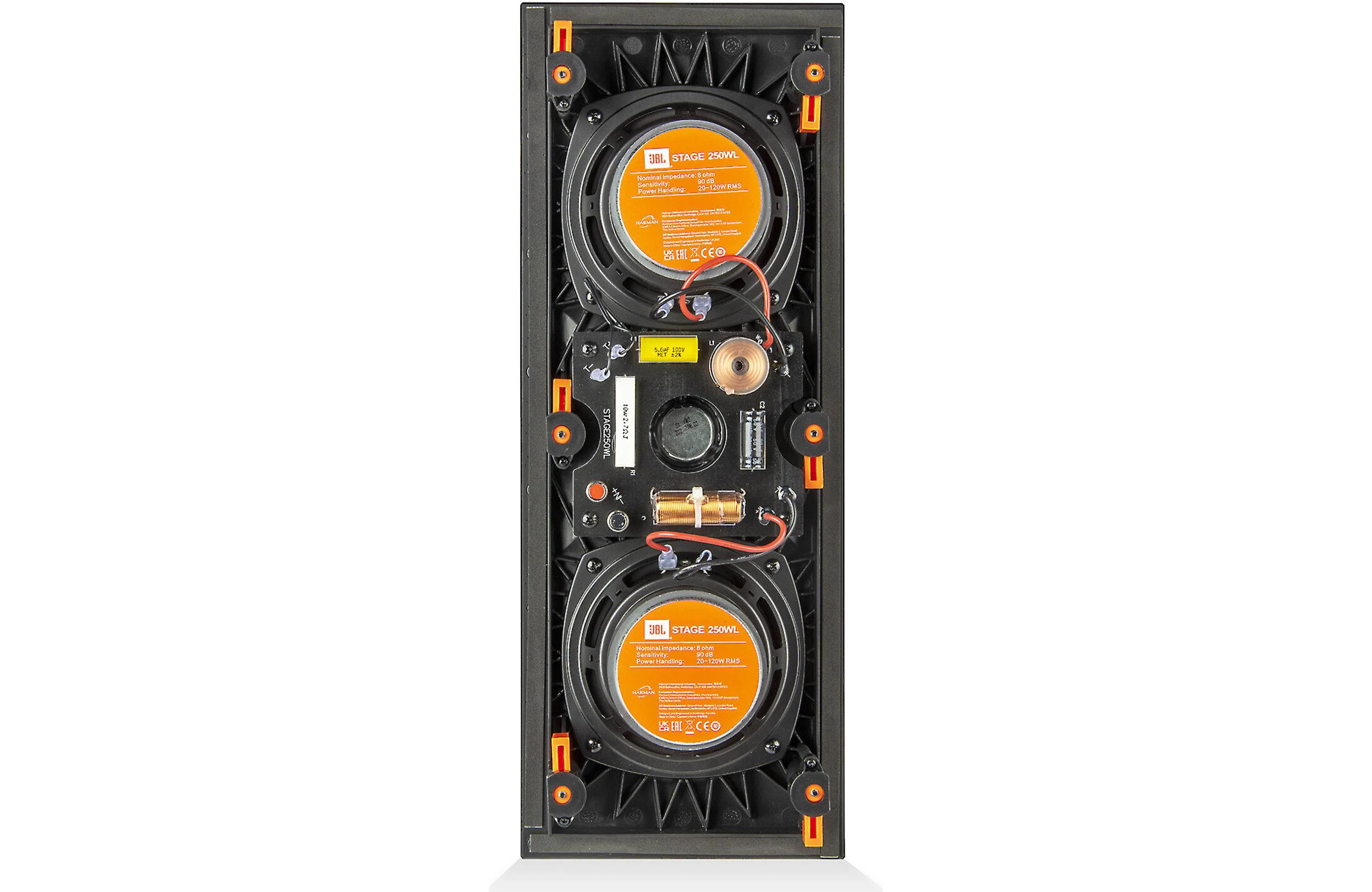 JBL Stage 2 Architectural 250WL 2-Way Dual 5.25 Inch In-Wall Loudspeaker - Each (Black) - Image 4