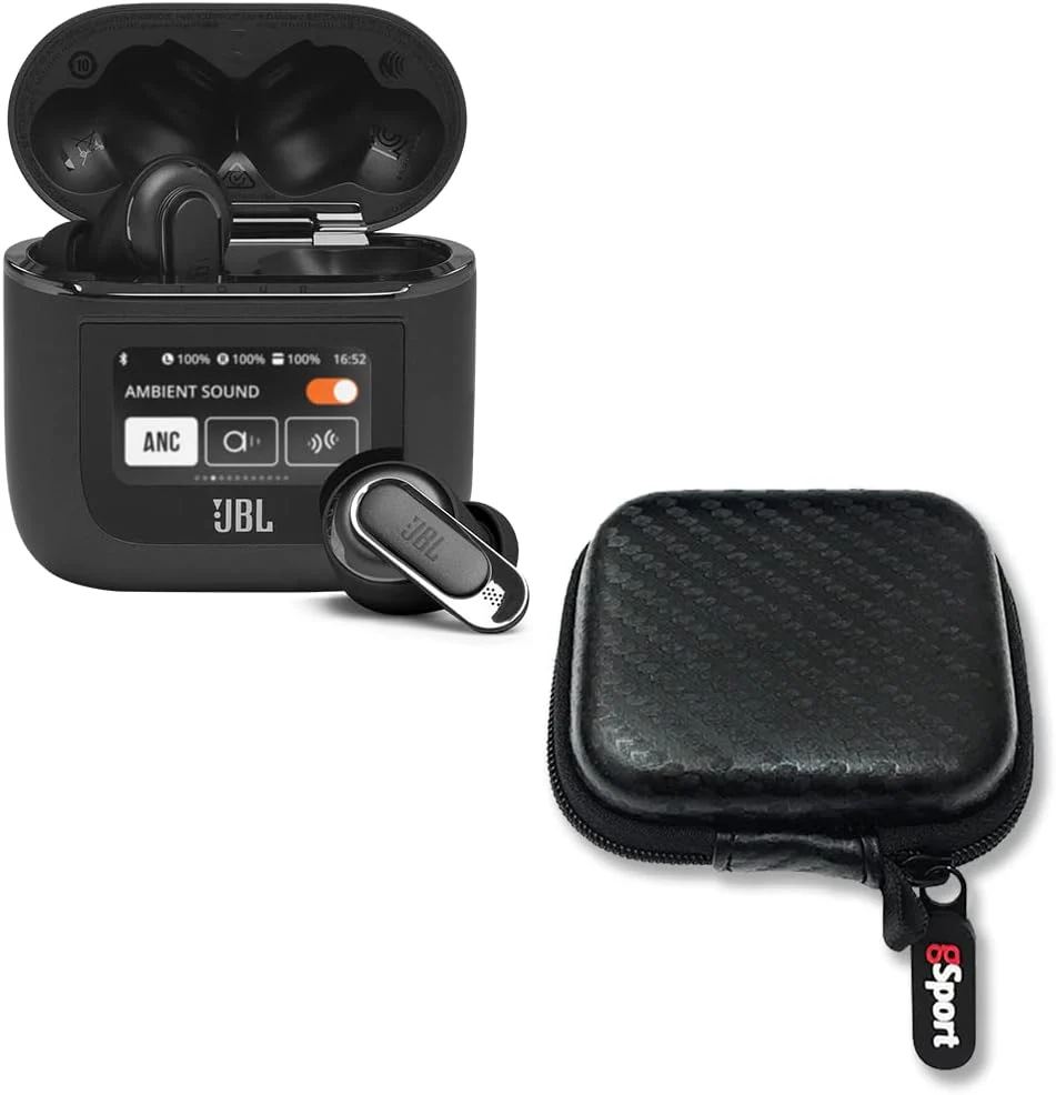 JBL Tour Pro 2 True Wireless Noise Cancelling Earbuds Bundle with gSport Case (Black)