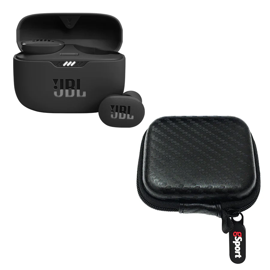 JBL Tune 130NC TWS Active Noise Cancelling In Ear Headphone Bundle with gSport Carbon Fiber Case