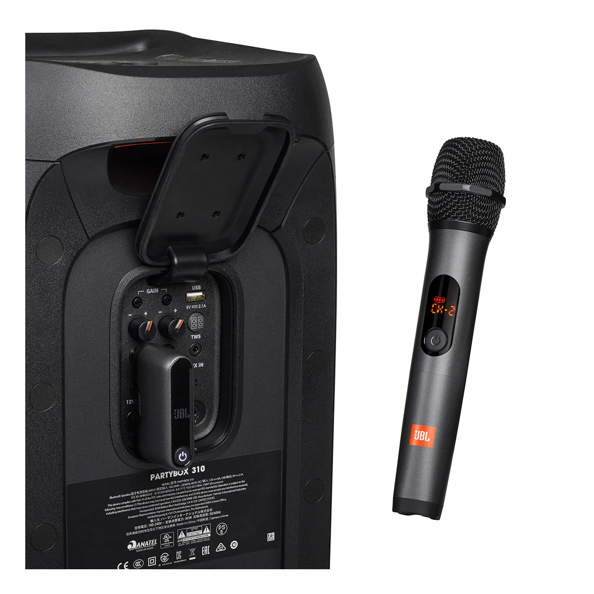 JBL PARTYBOX Wireless Two Microphone System with Dual-Channel Adapter (Black) - Image 3