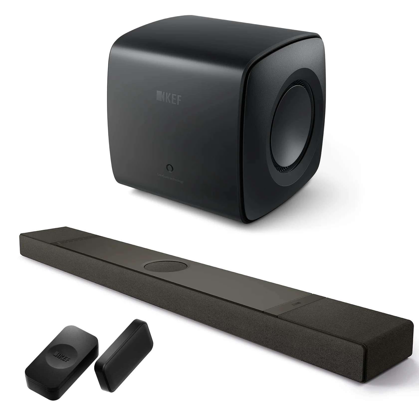 KEF XIO 5.1.2 Soundbar Bundle with KC62 Subwoofer & KW2 BT Receiver