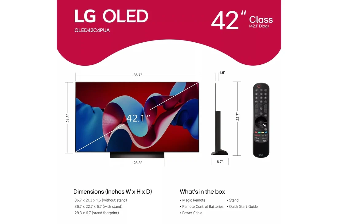 LG 42 Inch Class OLED evo C4 Series TV with webOS 24 - Image 3