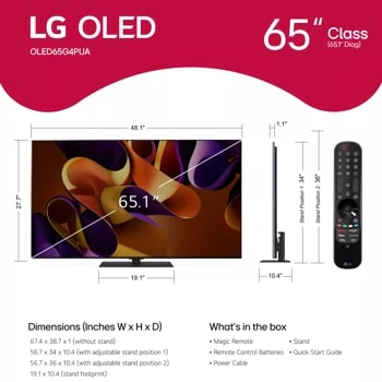 LG 65 Inch Class OLED evo G4 Series TV with webOS 24 - Image 3