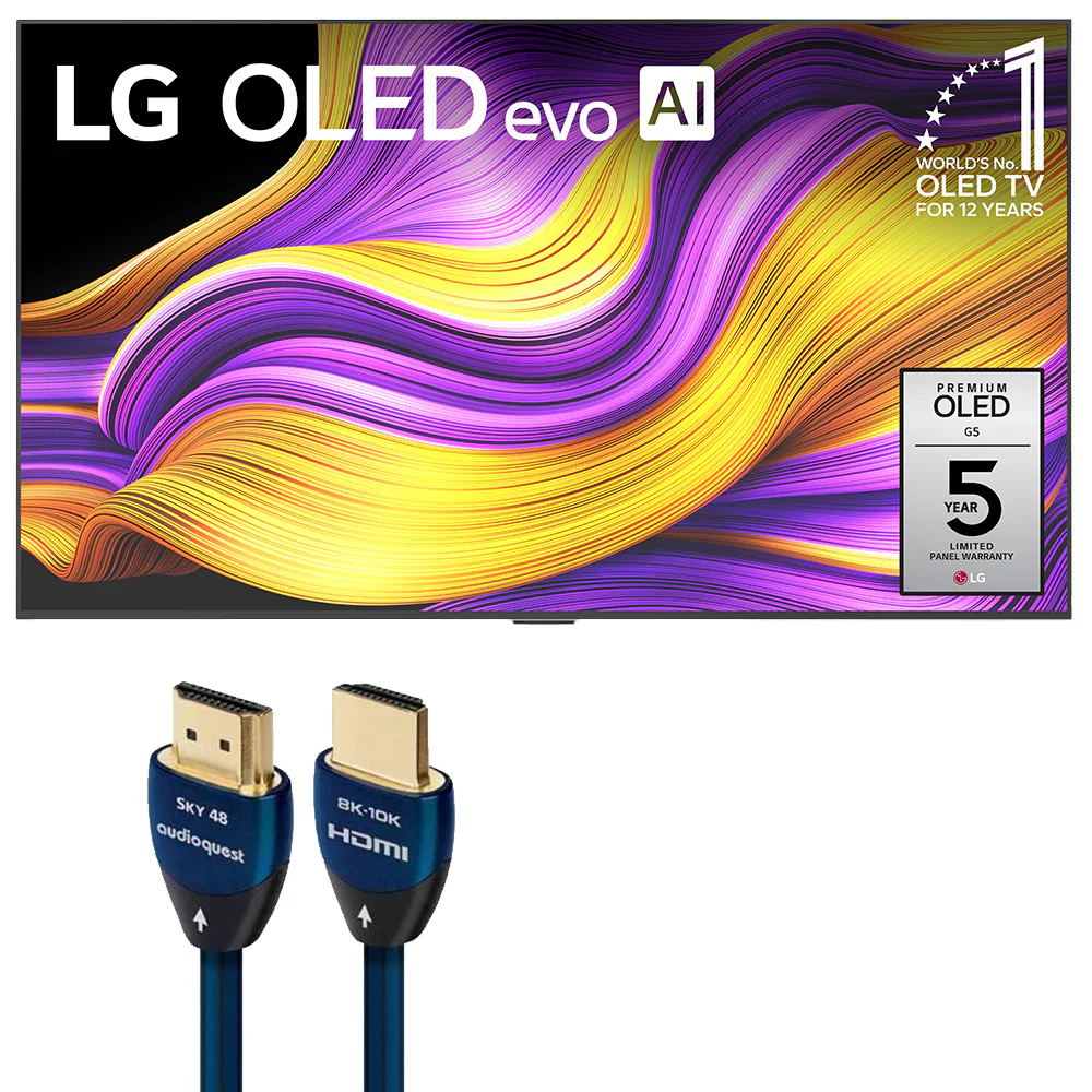 LG OLED evo AI G5 65 Inch 4K Smart TV with AudioQuest Sky 48 3m HDMI Cable