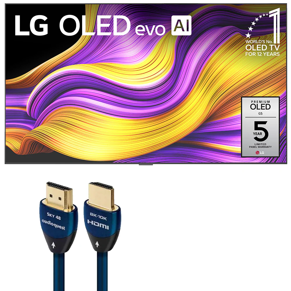 LG OLED evo AI G5 77 Inch 4K Smart TV with AudioQuest Sky 48 3m HDMI Cable