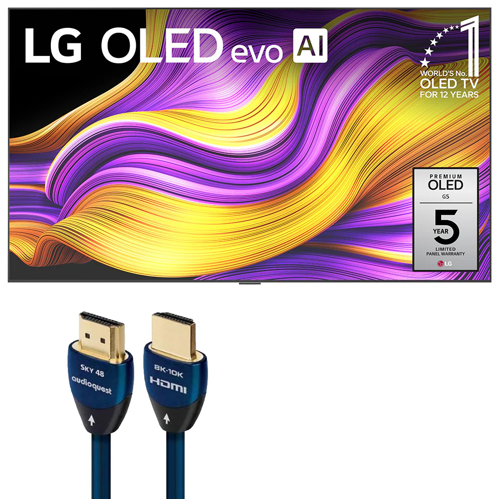 LG OLED evo AI G5 83 Inch 4K Smart TV with AudioQuest Sky 48 3m HDMI Cable