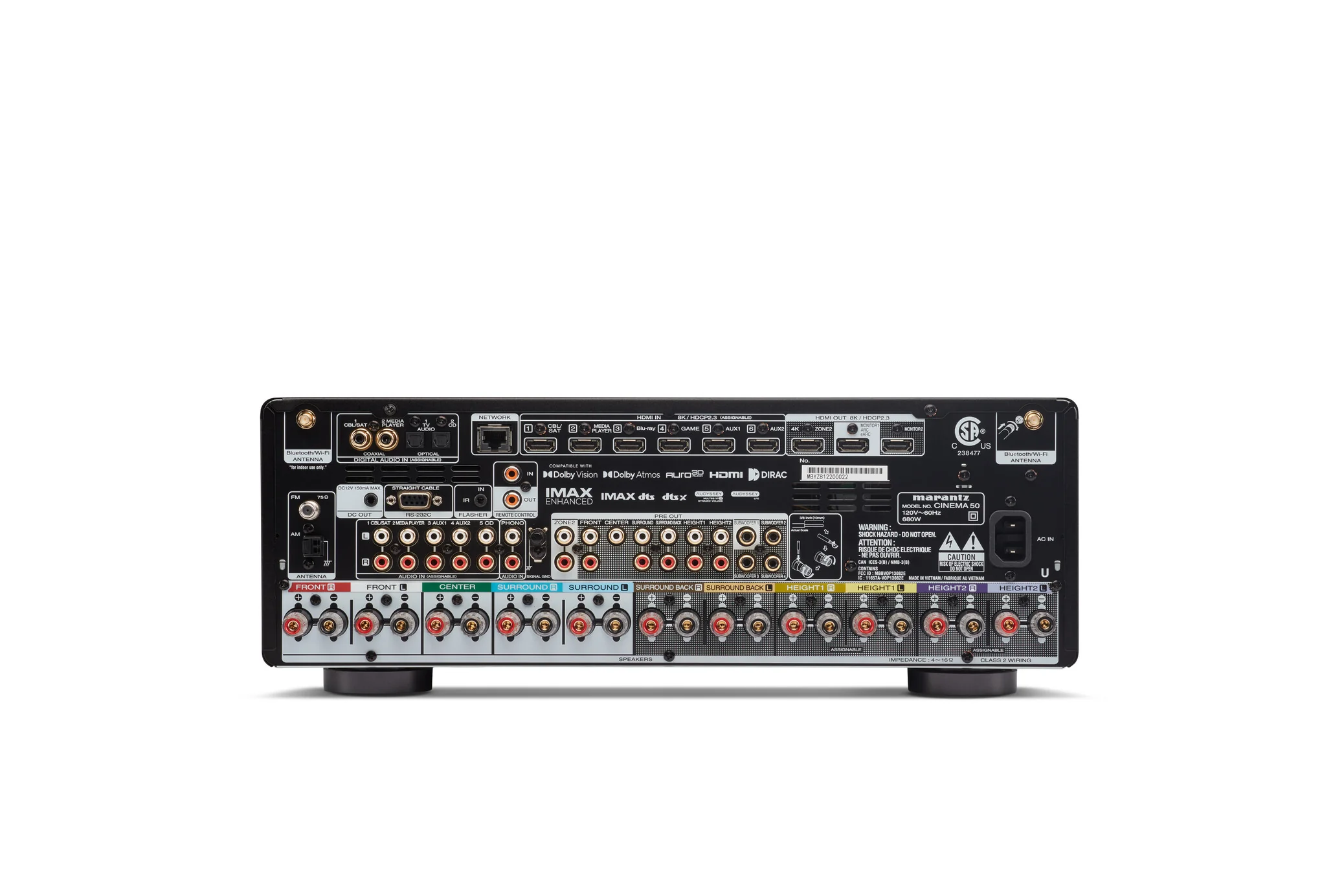 Marantz Cinema 50 9.4 Channel 8K Home Theater Receiver with Dolby Atmos, DTS:X, and HEOS Built-In - Image 4
