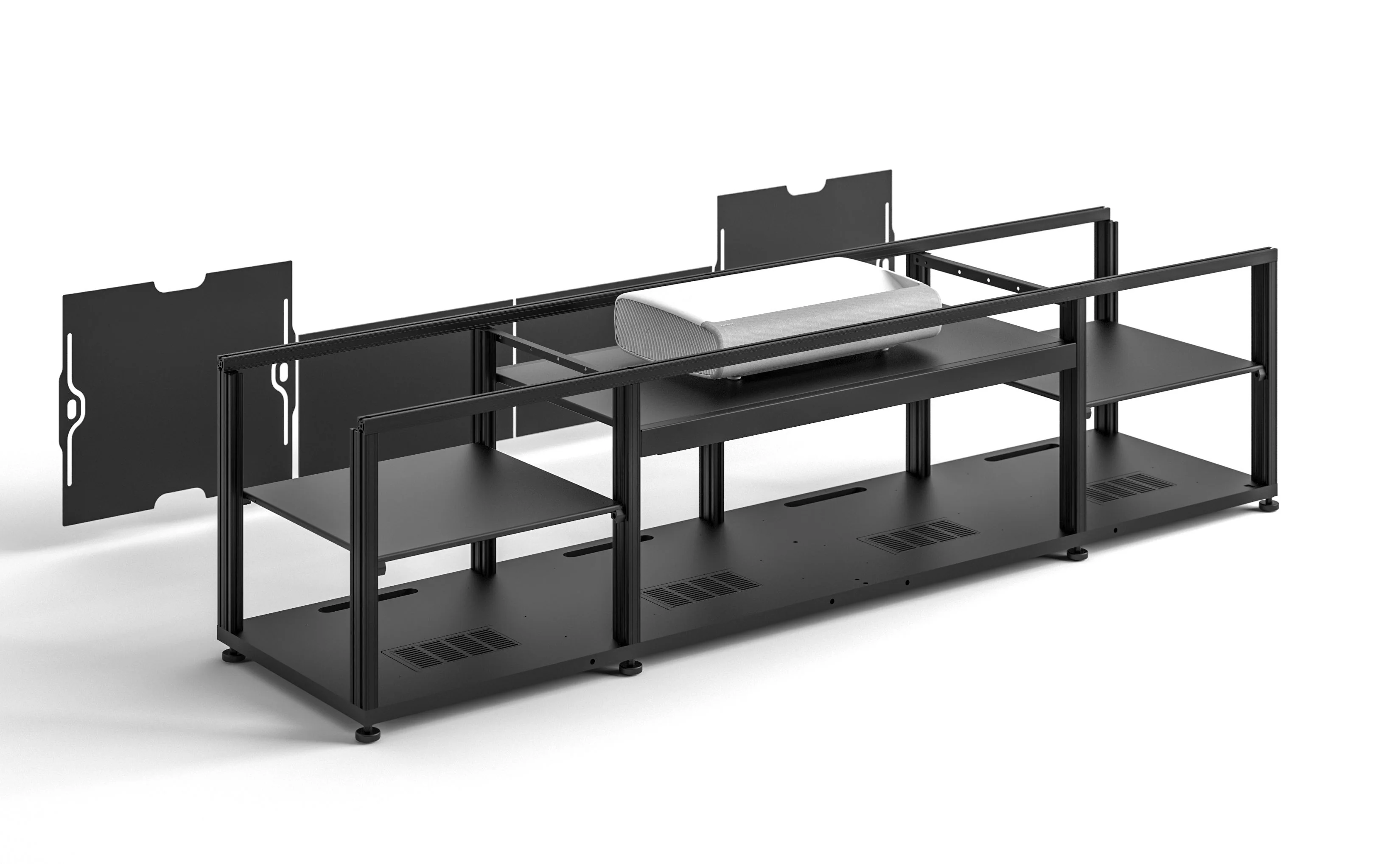 Salamander Chameleon Oslo 245 AV Cabinet for Integrated Samsung SP-LSP7TF or SP-LSP9TF UST Projector (Black Glass) - Image 2