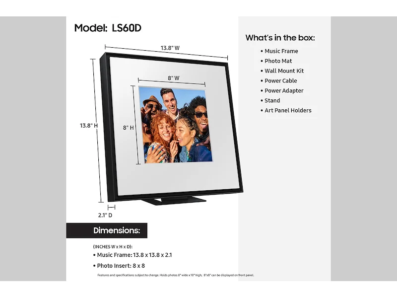 Samsung HW-LS60D Music Frame Bluetooth Speaker with Wall Mount (Each) - Image 8