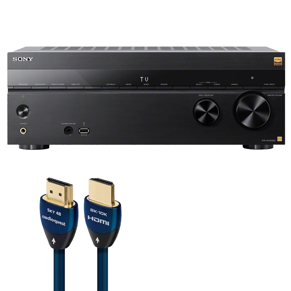 Sony STR-AZ1000ES 7.2 8K Receiver Bundle w/ AudioQuest Sky 48 48Gbps HDMI Cable (3m)